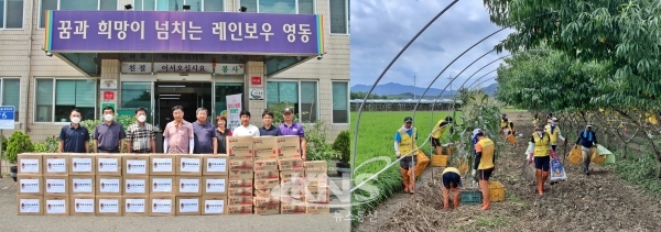 구호물품을 기증하고 침수된 주택과 농경지 복구 활동에도 동참한 영동군 체육회 [사진=영동군]