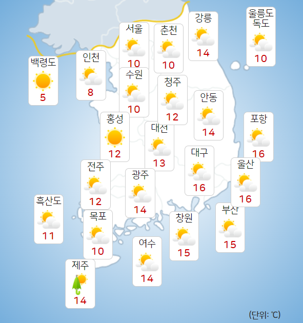 1일 오후 날씨 예보 [자료=기상청]