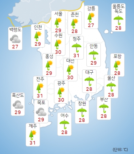 24일 오후 날씨 예보 [자료=기상청]