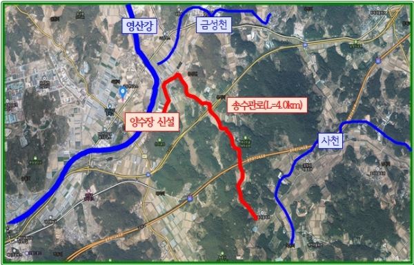 순창군 금과면 송수관로 노선도 / 담양군 제공